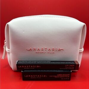 Anastasia Beverly Hills Makeup Pouch Pink lip Liner & Mascara Makeover Gifts Mom
